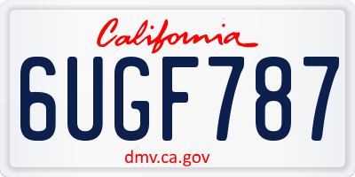 CA license plate 6UGF787