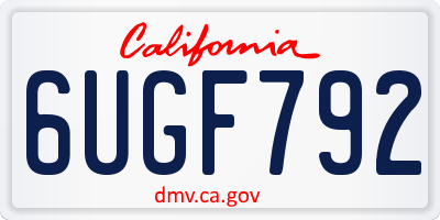 CA license plate 6UGF792