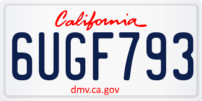 CA license plate 6UGF793