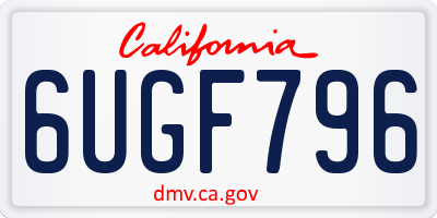 CA license plate 6UGF796
