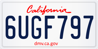 CA license plate 6UGF797