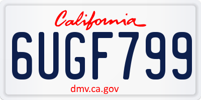 CA license plate 6UGF799