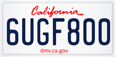 CA license plate 6UGF800