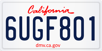CA license plate 6UGF801