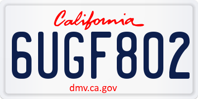 CA license plate 6UGF802