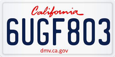 CA license plate 6UGF803