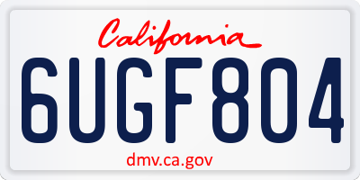 CA license plate 6UGF804