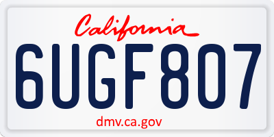 CA license plate 6UGF807