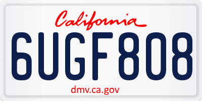 CA license plate 6UGF808