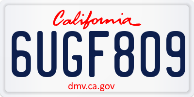 CA license plate 6UGF809
