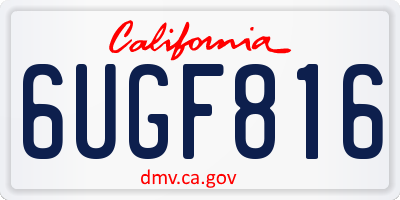 CA license plate 6UGF816