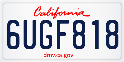 CA license plate 6UGF818