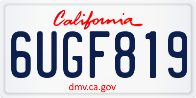 CA license plate 6UGF819