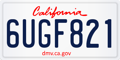 CA license plate 6UGF821