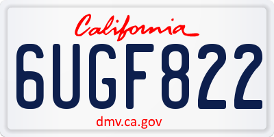 CA license plate 6UGF822