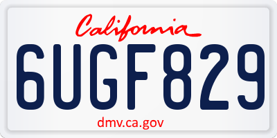 CA license plate 6UGF829