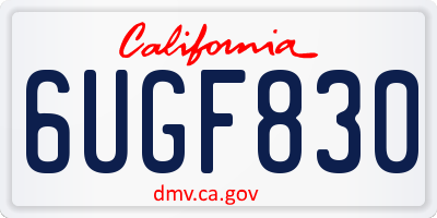 CA license plate 6UGF830