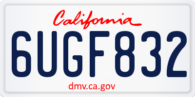CA license plate 6UGF832