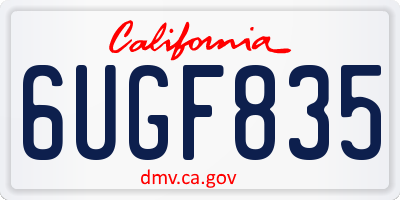 CA license plate 6UGF835