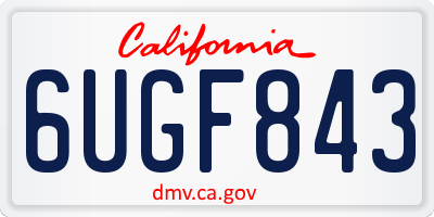 CA license plate 6UGF843