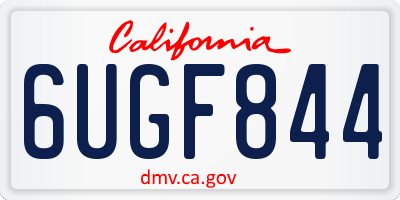CA license plate 6UGF844
