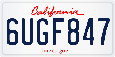 CA license plate 6UGF847