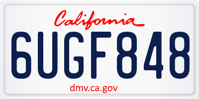CA license plate 6UGF848