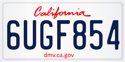 CA license plate 6UGF854