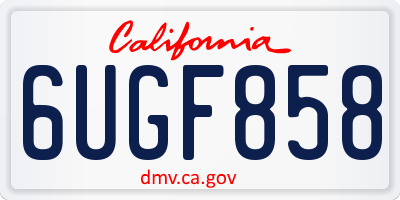CA license plate 6UGF858