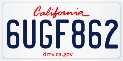CA license plate 6UGF862