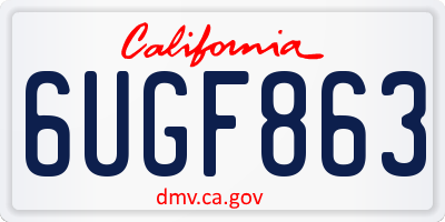 CA license plate 6UGF863