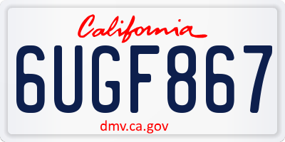 CA license plate 6UGF867