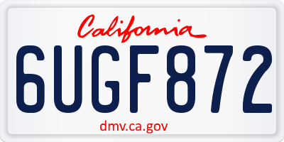 CA license plate 6UGF872