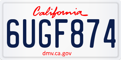 CA license plate 6UGF874