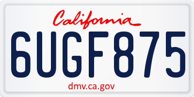 CA license plate 6UGF875