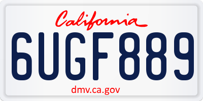 CA license plate 6UGF889