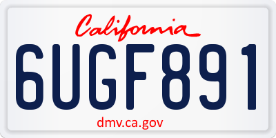 CA license plate 6UGF891