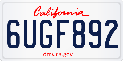 CA license plate 6UGF892