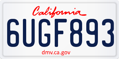CA license plate 6UGF893