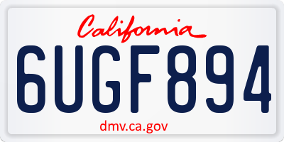 CA license plate 6UGF894