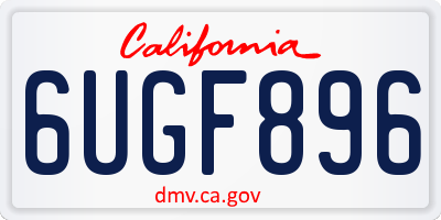 CA license plate 6UGF896