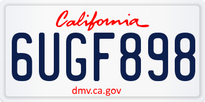 CA license plate 6UGF898
