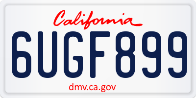 CA license plate 6UGF899