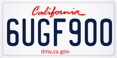 CA license plate 6UGF900