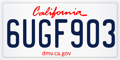 CA license plate 6UGF903