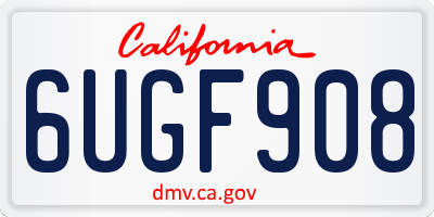 CA license plate 6UGF908