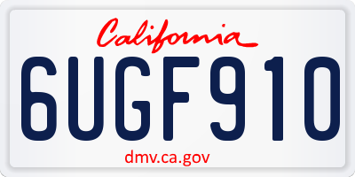 CA license plate 6UGF910