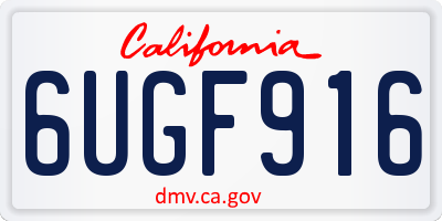 CA license plate 6UGF916