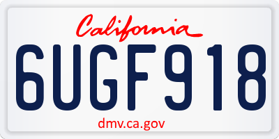 CA license plate 6UGF918