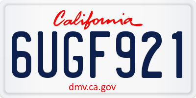 CA license plate 6UGF921